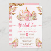 水彩ストロベリーティーパーティーブライダルシャワー 招待状 (正面/裏面)