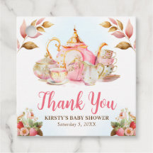 水彩ストロベリーティーパーティーベビーシャワー