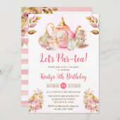 水彩ストロベリーティーパーティー誕生日パーティー 招待状 (正面/裏面)