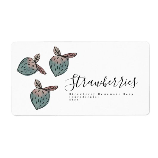 水彩ストロベリードードルピンクブルーソープ ラベル (正面)