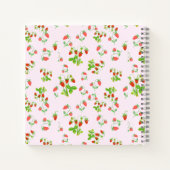 水彩ストロベリーパターン赤面ピンク ノートブック (裏面)