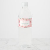 水彩ストロベリーピンクガールバースデーパーティー ペットボトルラベル (正面)