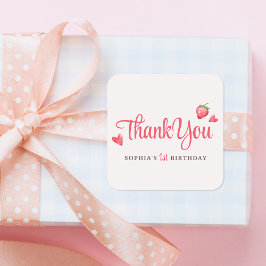 水彩ストロベリーファースト誕生日のお気に入り スクエアシール