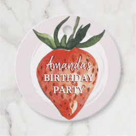 水彩ストロベリーファースト誕生日 フェイバータグ