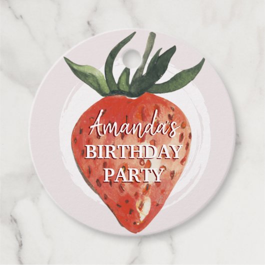 水彩ストロベリーファースト誕生日 フェイバータグ (正面)