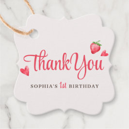 水彩ストロベリーファースト誕生日 フェイバータグ