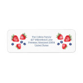 水彩ストロベリーブルーベリー差出人住所 ラベル (正面)