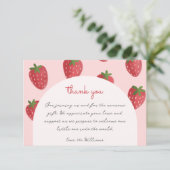 水彩ストロベリーベビーシャワーサンキューカード (スタンド正面)