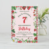 水彩ストロベリーベリースウィート誕生日 招待状 (スタンド正面)