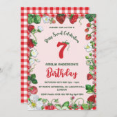 水彩ストロベリーベリースウィート誕生日 招待状 (正面/裏面)