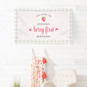 水彩ストロベリーベリーファースト誕生日へようこそ 横断幕 (インサイチュ)