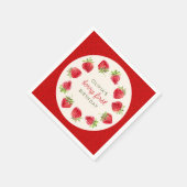 水彩ストロベリーベリー第1誕生日 スタンダードカクテルナプキン (角)