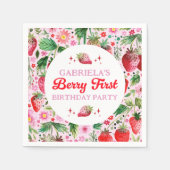 水彩ストロベリーベリー1st誕生日ガールズ スタンダードカクテルナプキン (正面)