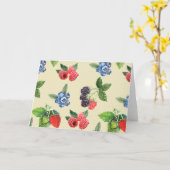 水彩ストロベリーラズベリーカラント模様 カード (黄色い花)