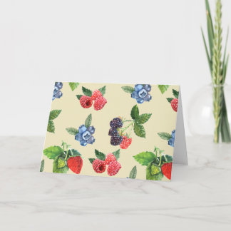 水彩ストロベリーラズベリーカラント模様 カード