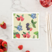 水彩ストロベリーラズベリーカラント模様 スタンダードカクテルナプキン (インサイチュ)