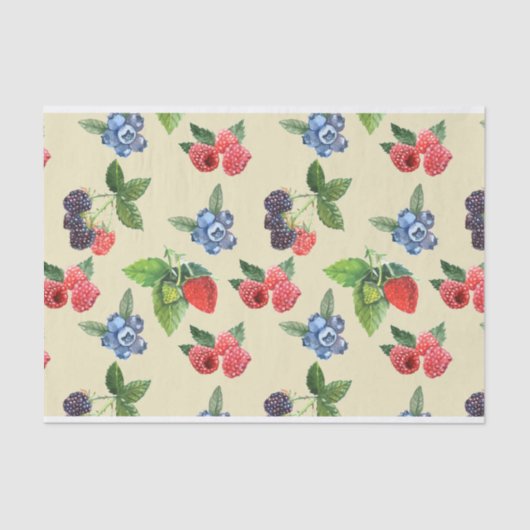水彩ストロベリーラズベリーカラント模様 薄葉紙 (正面)