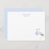 水彩ストークと男の赤ちゃんサンキューカード サンキューカード (正面/裏面)