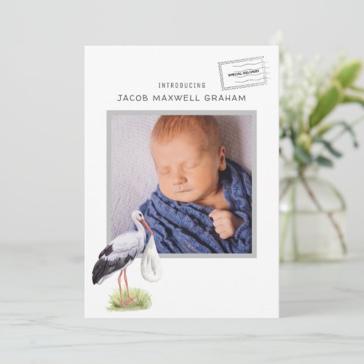 水彩ストーク |両面出産のお知らせ (スタンド正面)