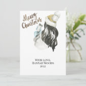 水彩スノーグローブ&雪だるまクリスマスカード 招待状 (スタンド正面)