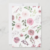 水彩スノーバースバーガンディ秋の花ベビーシャワー 招待状 (裏面)