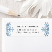 水彩スノーフレークブルークリスマス差出人住所 ラベル (インサイチュ)