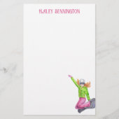 水彩スノーボードパーソナライズされた 便箋 (正面)