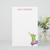 水彩スノーボードパーソナライズされた 便箋 (スタンド正面)