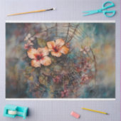 水彩スパイダーウェブハイビスカスデクページ紙 薄葉紙 (クラフト)