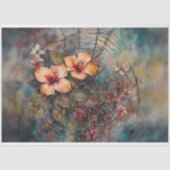 水彩スパイダーウェブハイビスカスデクページ紙 薄葉紙 (正面)