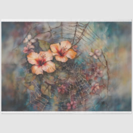 水彩スパイダーウェブハイビスカスデクページ紙 薄葉紙