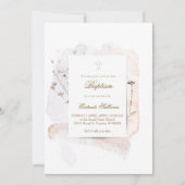 水彩スプラッシュと花n3 | バプテスマ 招待状 (正面)