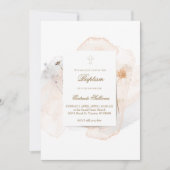 水彩スプラッシュと花n4 | バプテスマ 招待状 (正面)