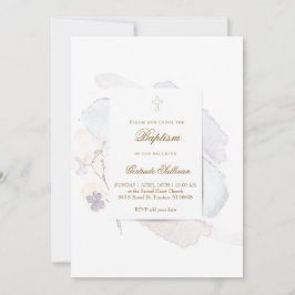 水彩スプラッシュと花n6 | バプテスマ 招待状