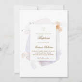 水彩スプラッシュと花n7 | バプテスマ 招待状 (正面)