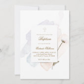 水彩スプラッシュと花n8 | バプテスマ 招待状 (正面)