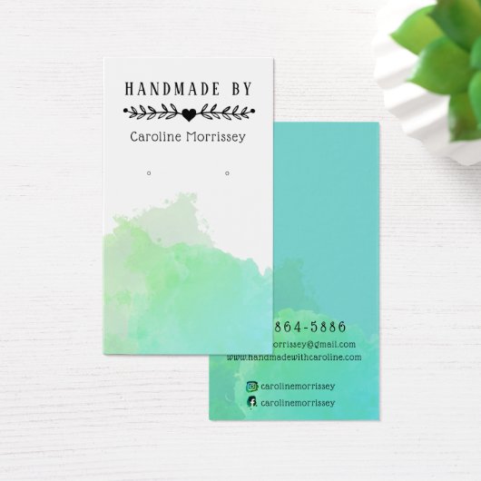 水彩スプラッシュイヤリングディスプレイブルーカード (デスク)