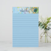 水彩スプラッシュシート音楽ハートライン 便箋 (スタンド正面)