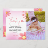 水彩スプラッシュデイジー誕生日サンキューカード 招待状 (正面/裏面)