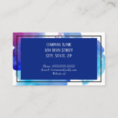 水彩スプラッシュブルー、紫葉抽象芸術 名刺 (裏面)