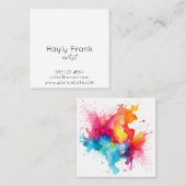 水彩スプラッシュレインボー スクエア名刺 (正面/裏面)