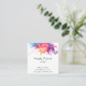 水彩スプラッシュレインボー スクエア名刺 (スタンド正面)