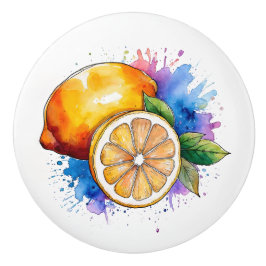 水彩スプラッシュレモン セラミックノブ