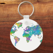 水彩スプラッシュワールドマップ キーホルダー (正面)