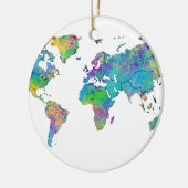 水彩スプラッシュワールドマップ セラミックオーナメント (左)