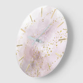 水彩スプラッシュ |フェイクグリッターデザイン ラージ壁時計 (傾斜)