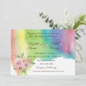 水彩スプラッシュ、花、ハート結婚式招待状 招待状 (スタンド正面)