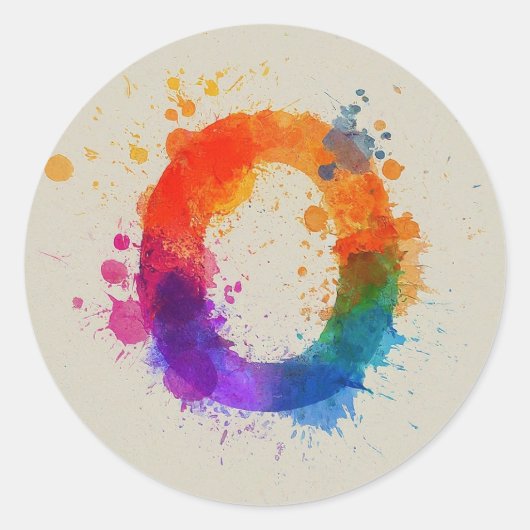 水彩スプラッシュO ラウンドシール (正面)