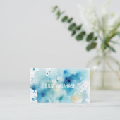 水彩スプラッシュQRコードソーシャルメディアモダン 名刺 (スタンド正面)