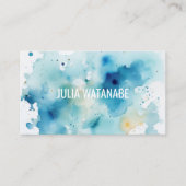 水彩スプラッシュQRコードソーシャルメディアモダン 名刺 (正面)